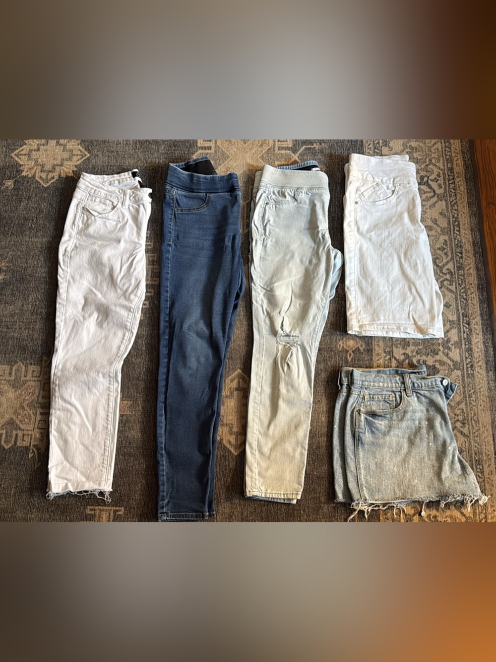 Mixed Denim & White Jeans Bundle - 5 Pairs all size 10